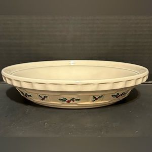 Longaberger Pottery Holly Berry Pie Plate 10”
